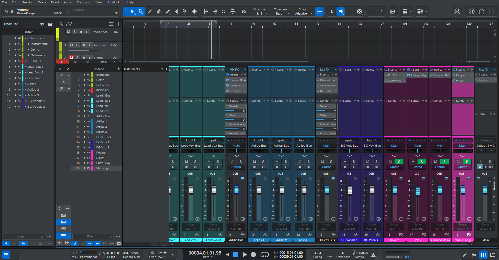 Modern Pop Vocal Recording Template - Studio One