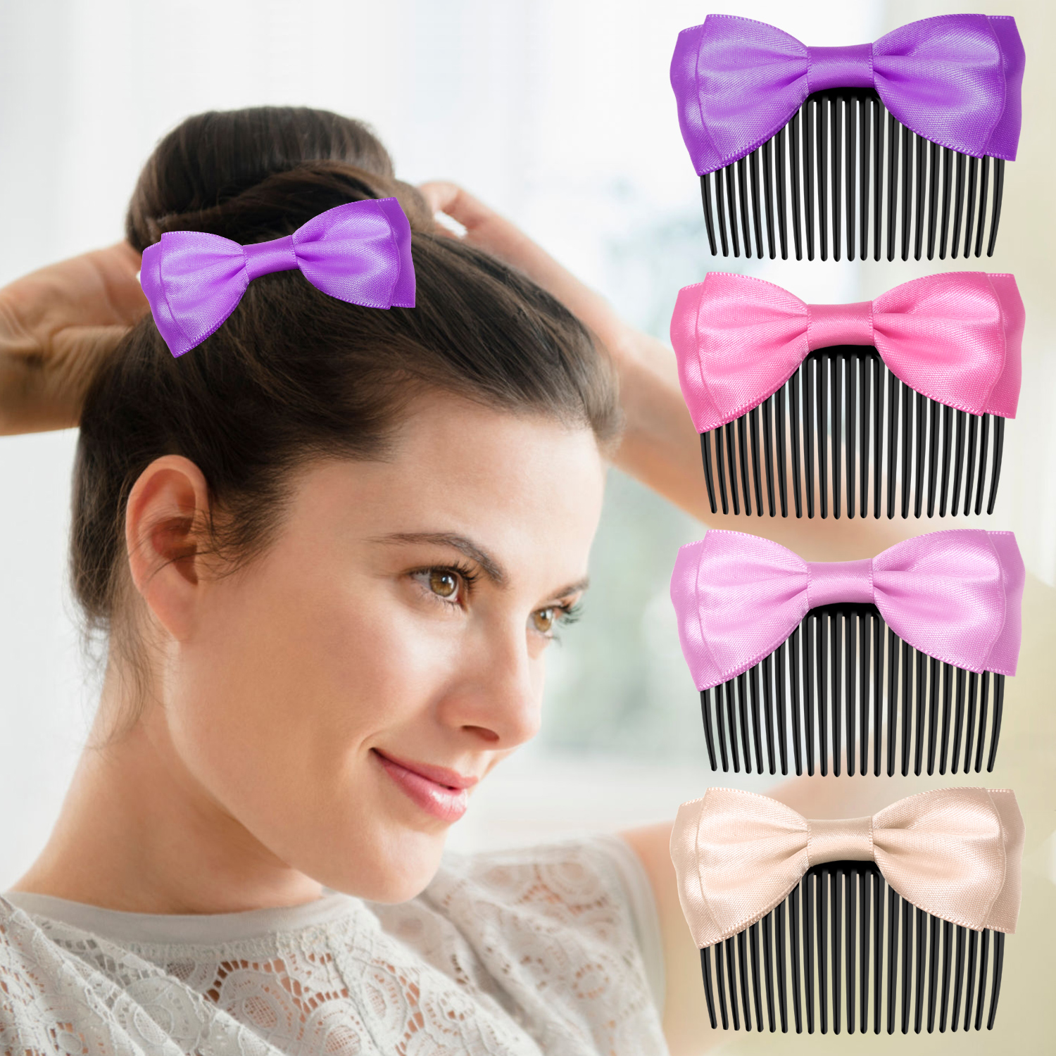 Side Hair Comb for French Twist Bangs Hair Pin Clips Hair Accessories Decorative Comb for Women Kids Girls 5pcs