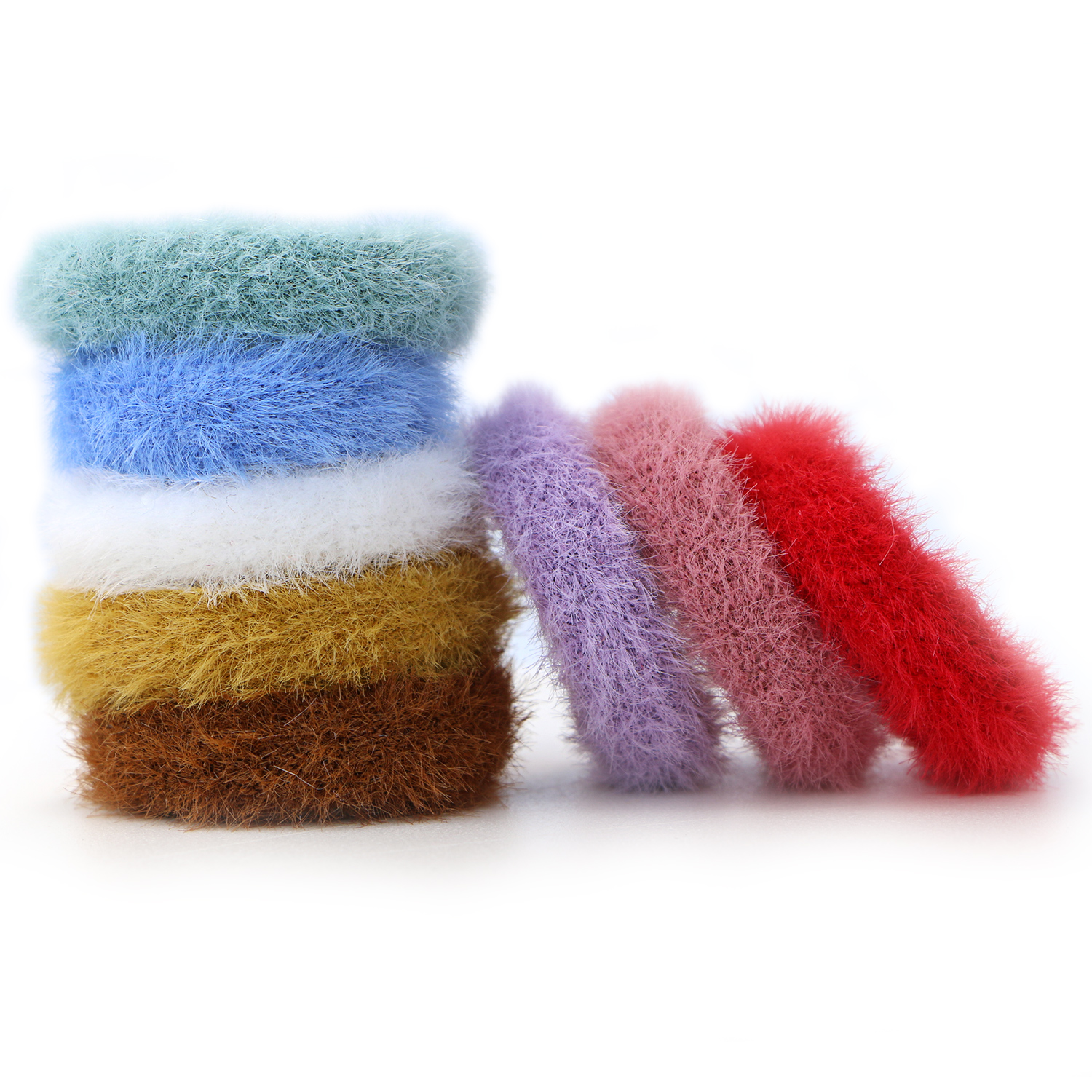 Large Stretch Terry Cloth Hair Ties and Ponytail Holders - Thick Hair Elastics, Knit Scrunchies for All Hair Types, Hair Accessories for Women, Girls, Kids (12-Pack)