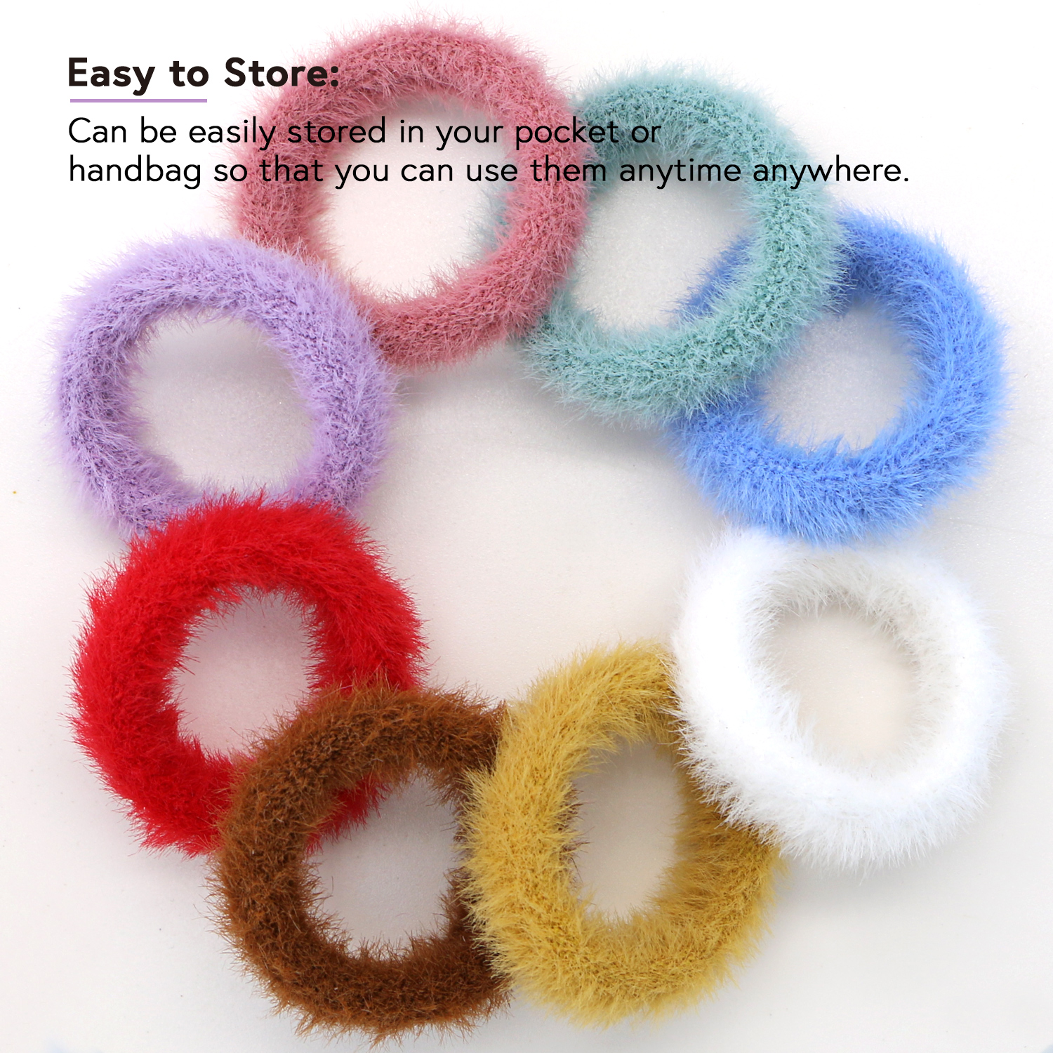 Large Stretch Terry Cloth Hair Ties and Ponytail Holders - Thick Hair Elastics, Knit Scrunchies for All Hair Types, Hair Accessories for Women, Girls, Kids (12-Pack)