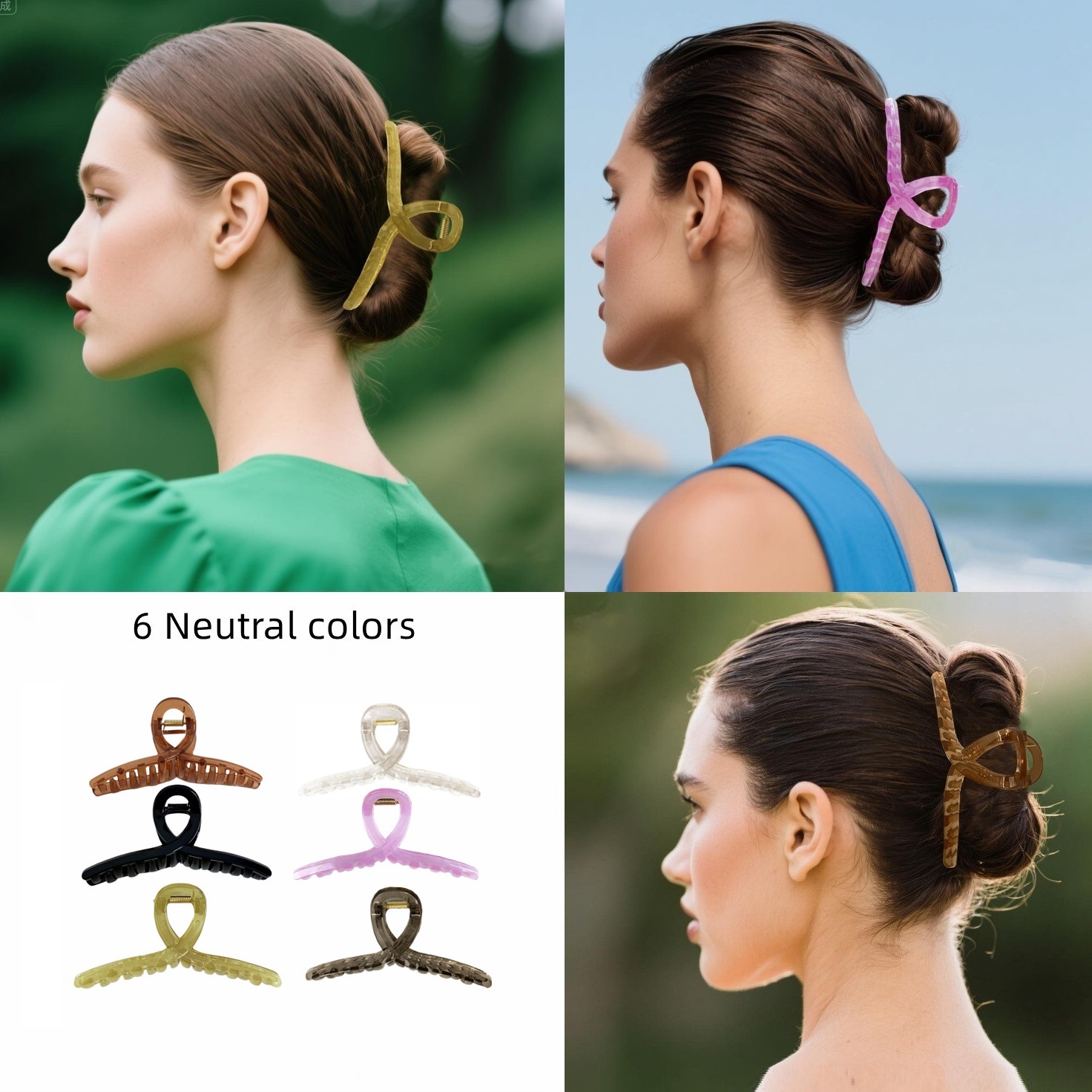 Hair Claw Clips Non-Slip Large Claw Hair Clip for Women and Girls, Strong Hold Banana Hair Clips Jaw Clips for women 6 pcs