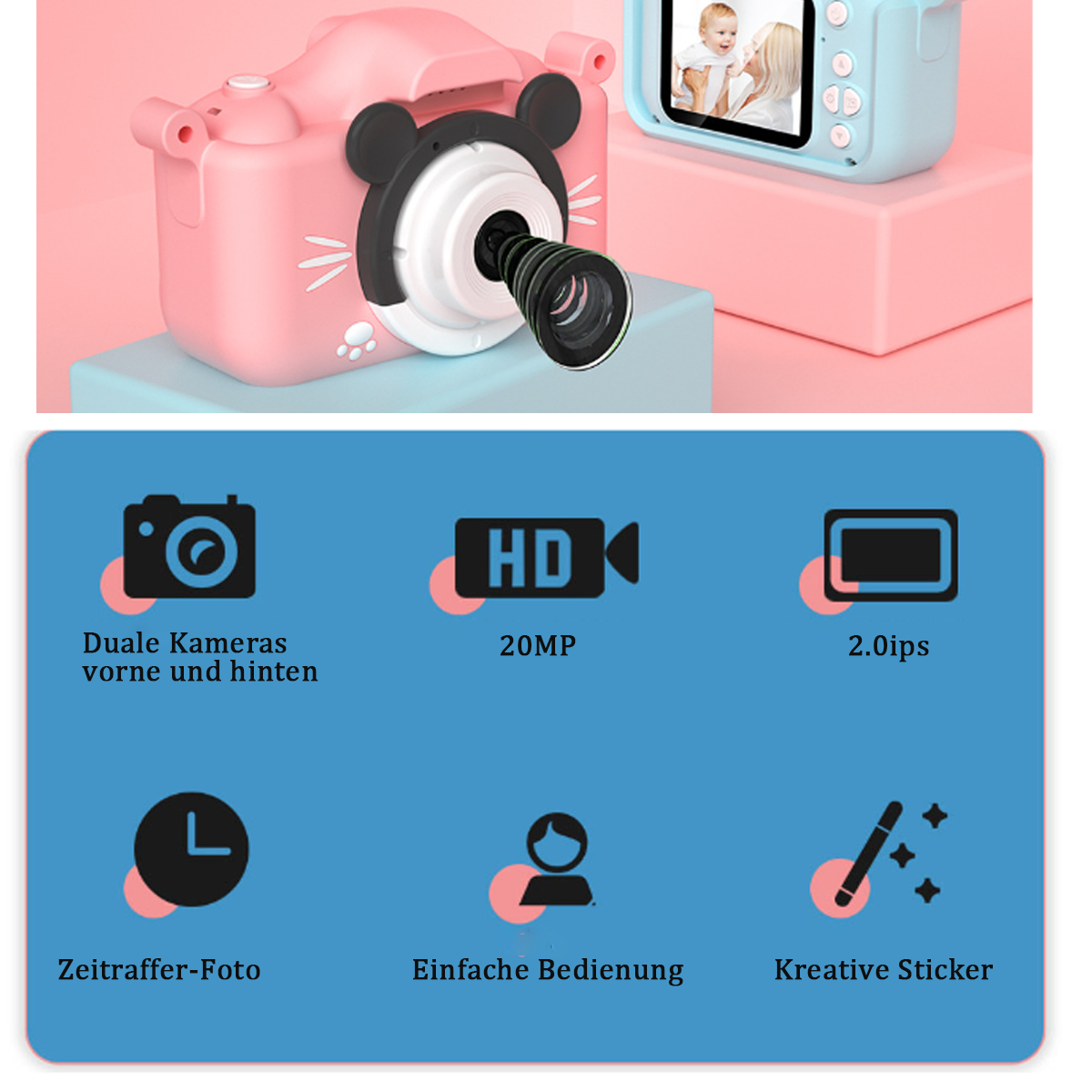 TEKOO Kamera für Kinder, Spielzeug, Doppelkamera || TEKOO Camera for Kids, Toy, Dual Camera