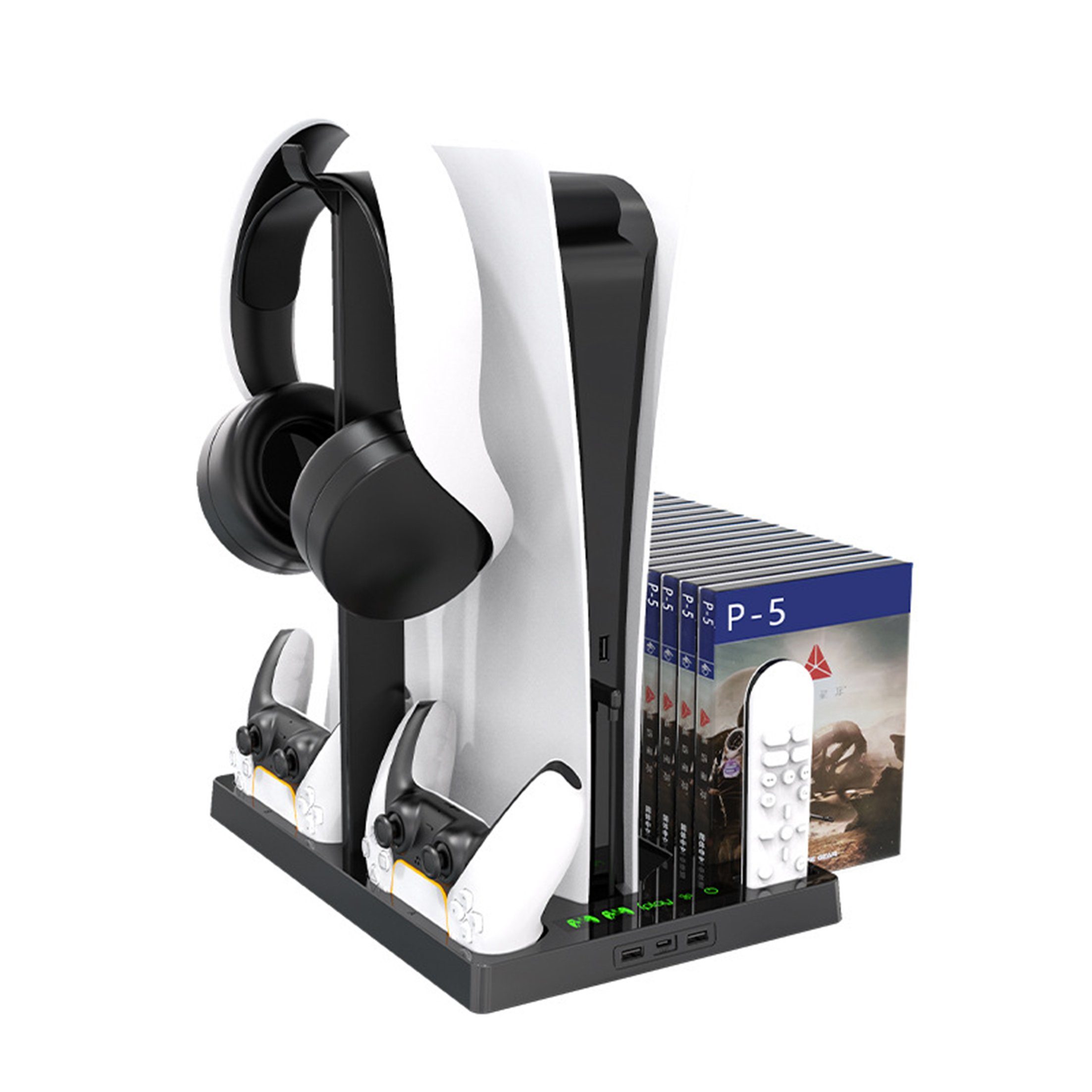 TEKOO PS5 Multifunktionaler Vertikalständer – mit Kühlgebläse, Ablagefächer || 