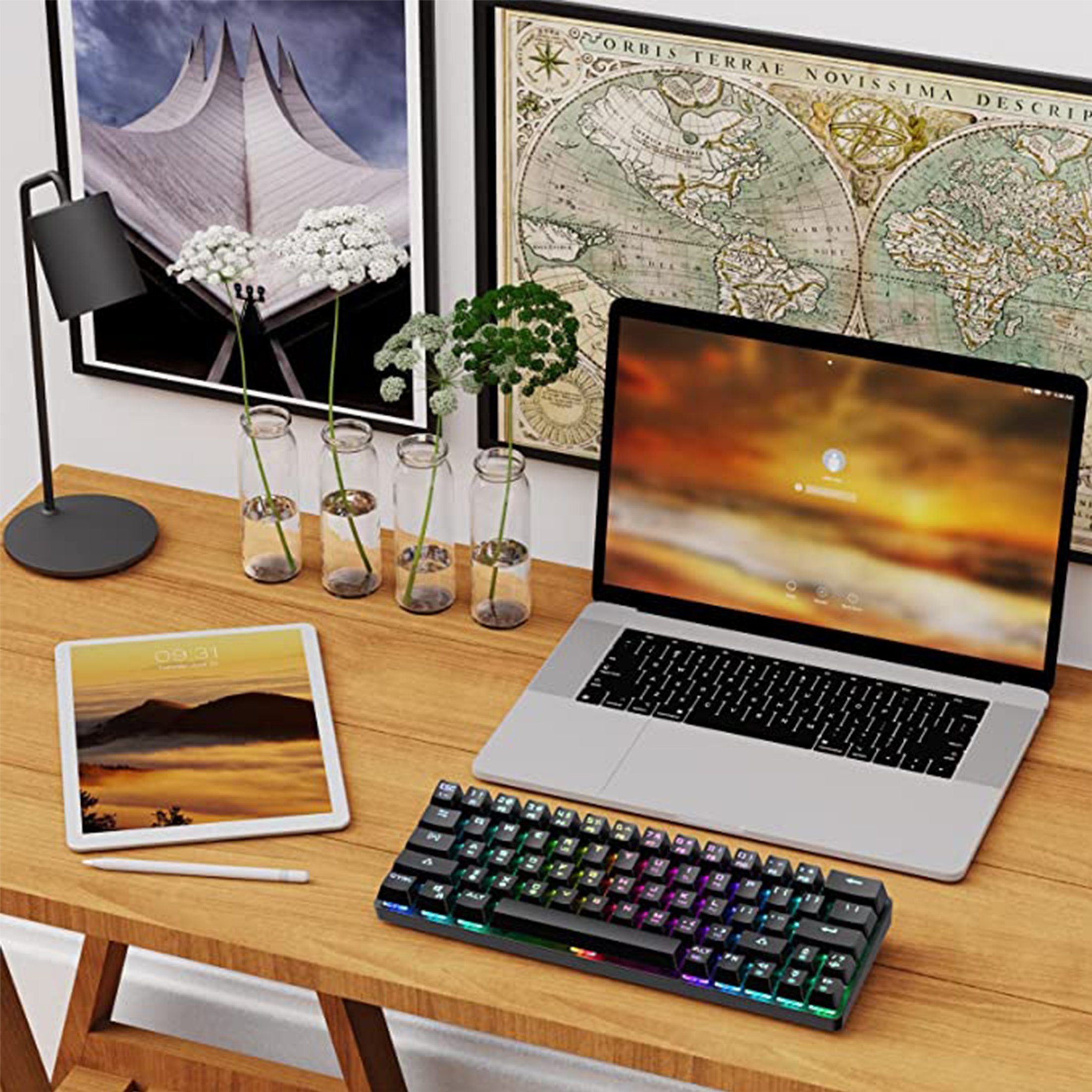 TEKOO Mechanische Tastatur: 61 Tasten, Mini-Format, 12 RGB-Lichteffekte || TEKOO Mechanical Keyboard: 61 Keys, Mini Format, 12 RGB Lighting Effects