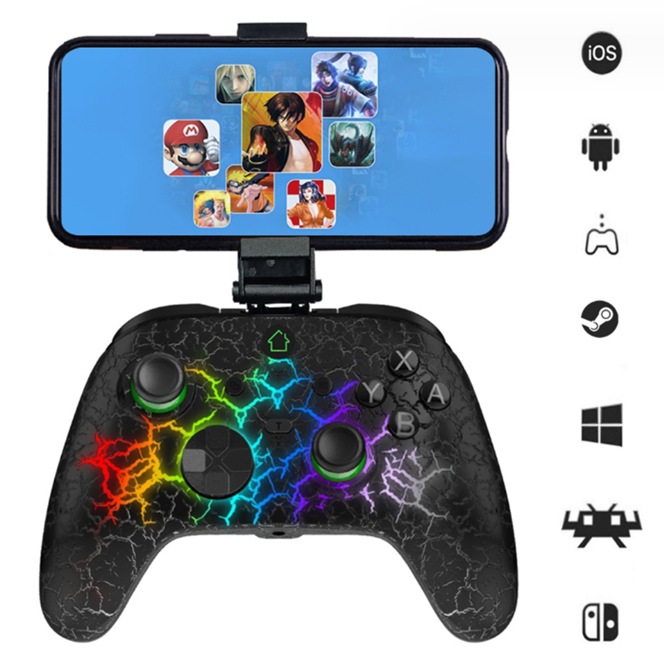 Gamepad, kabelloser 2.4G Game Controller, schillernde RGB-Farblichter || Gamepad, Wireless 2.4G Game Controller, Dazzling RGB Lights