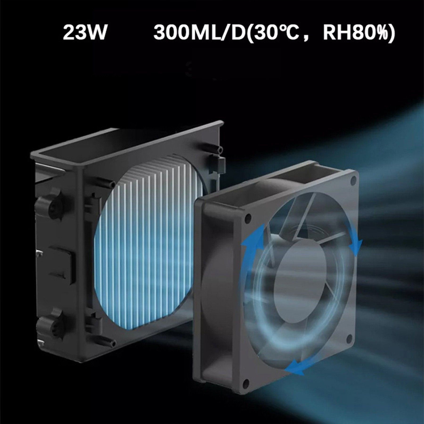 TEKOO Haushalts-Luftentfeuchter, Luftentfeuchter, 1100 ml, Schwarz || TEKOO Household Dehumidifier, Dehumidifier, 1100 ml, Black