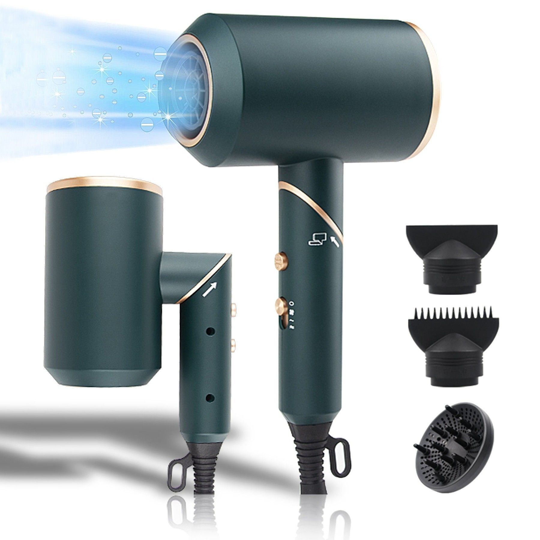 TEKOO Haartrockner, Ionen Haartrockner, Reisehaartrockner, Faltbarer Haartrockner || TEKOO Hair Dryer, Ion Hair Dryer, Travel Hair Dryer, Foldable Hair Dryer