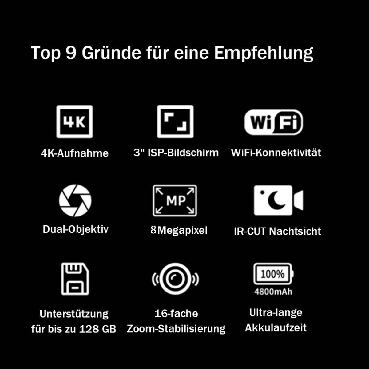 TEKOO Digitalkamera ,4K, Dual Kamera , LR , HD || TEKOO Digital Camera ,4K, Dual Camera , LR , HD