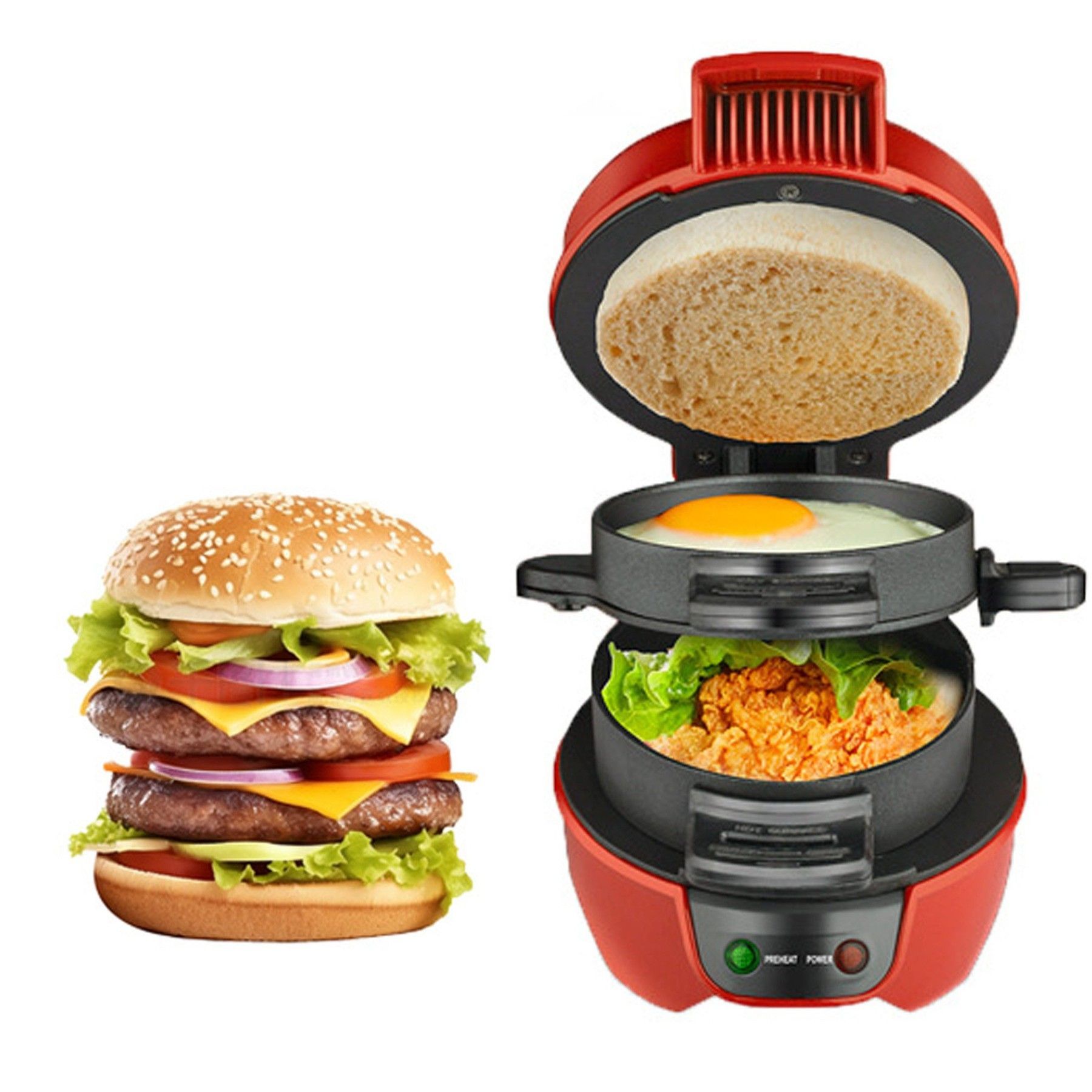 TEKOO Sandwich Toaster: Burger Maker, Antihaft Heizplatten, Spülmaschinenfest || TEKOO Sandwich Toaster: Burger Maker, Non-Stick Hot Plates, Dishwasher Safe