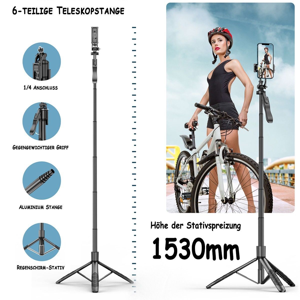 TEKOO Gimbal Smartphone, Bluetooth-Fernbedienung, Teleskop-Selfie-Stick, Stand-Stativ || TEKOO Gimbal Smartphone, Bluetooth Remote Control, Telescopic Selfie Stick, Stand Tripod