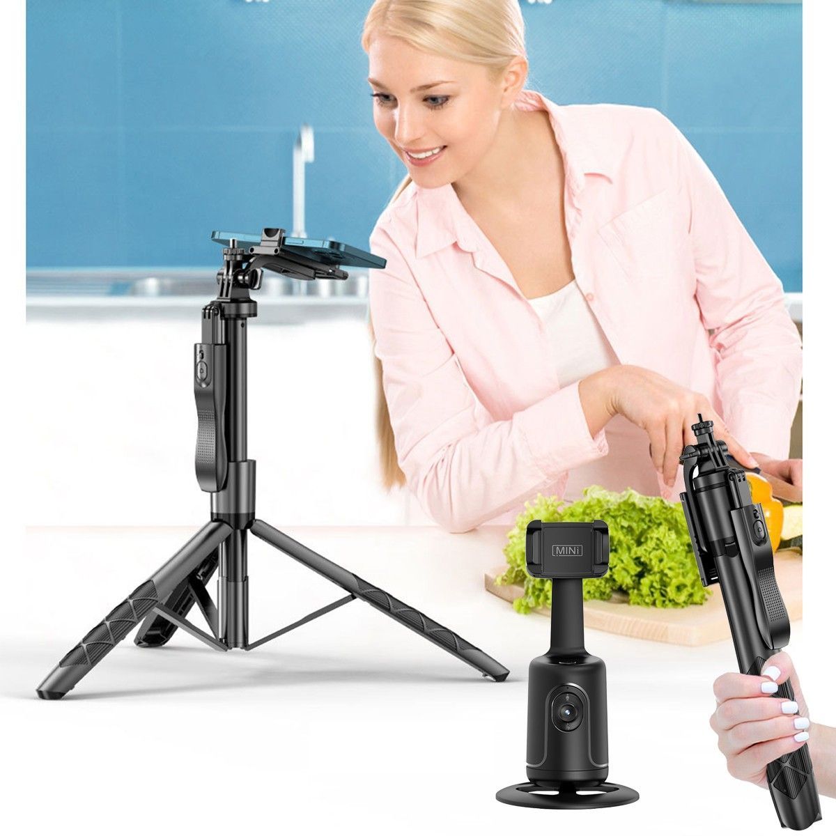 TEKOO Gimbal Smartphone, Bluetooth-Fernbedienung, Teleskop-Selfie-Stick, Stand-Stativ || TEKOO Gimbal Smartphone, Bluetooth Remote Control, Telescopic Selfie Stick, Stand Tripod