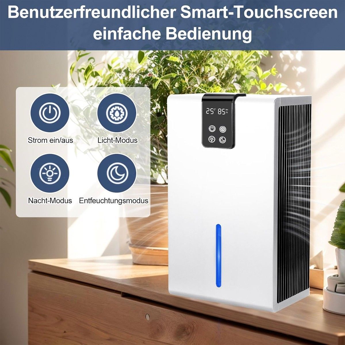 TEKOO Luftentfeuchter, Heimentfeuchter, Raumentfeuchter, (90W, LCD, 35dB Schlafmodus) ||  TEKOO Dehumidifier, Home Dehumidifier, Room Dehumidifier, (90W, LCD, 35dB Sleep Mode)