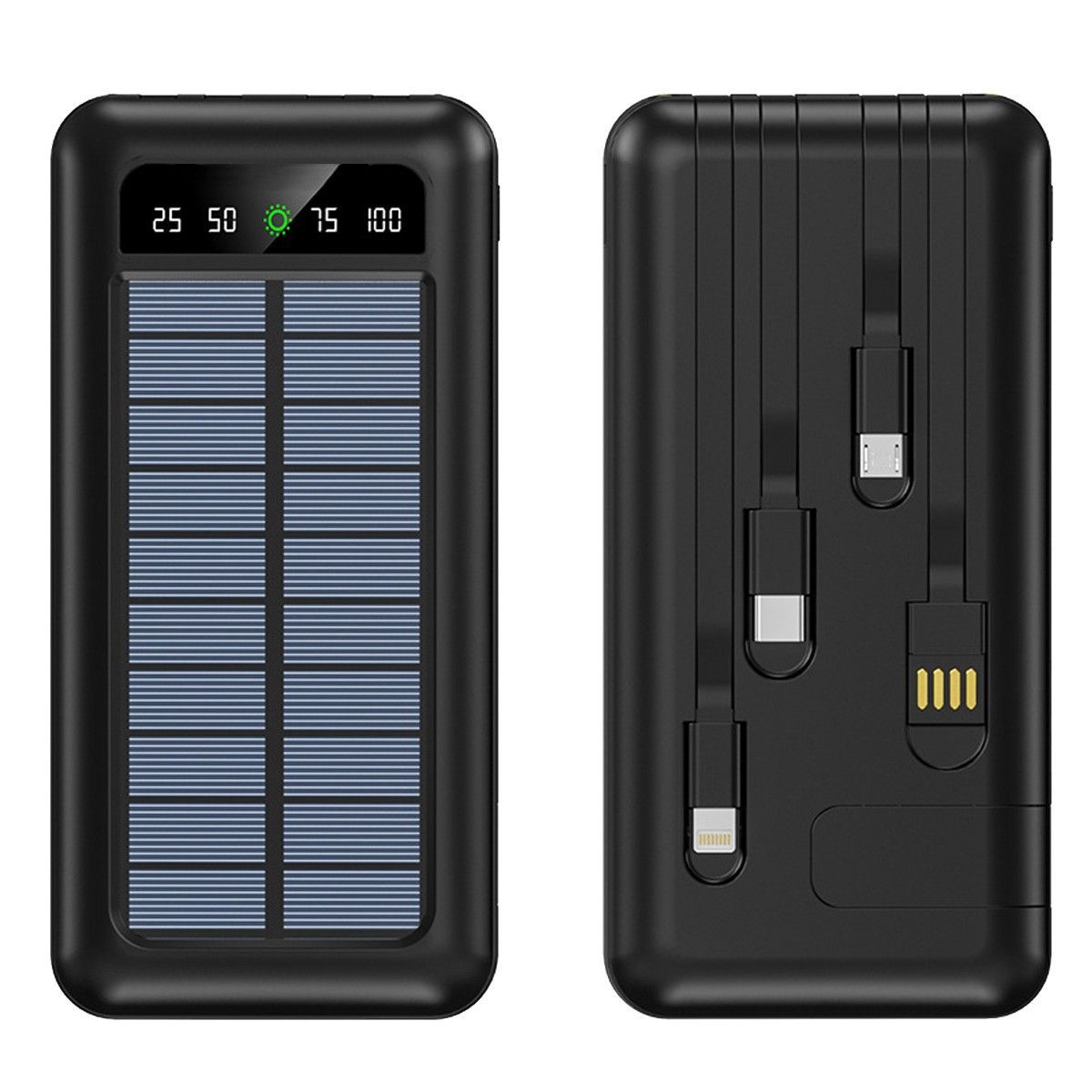 TEKOO Powerbank, Multifunktions-Charger , 4-in-1-Kabel (30000mAh, mit Solarpanel)