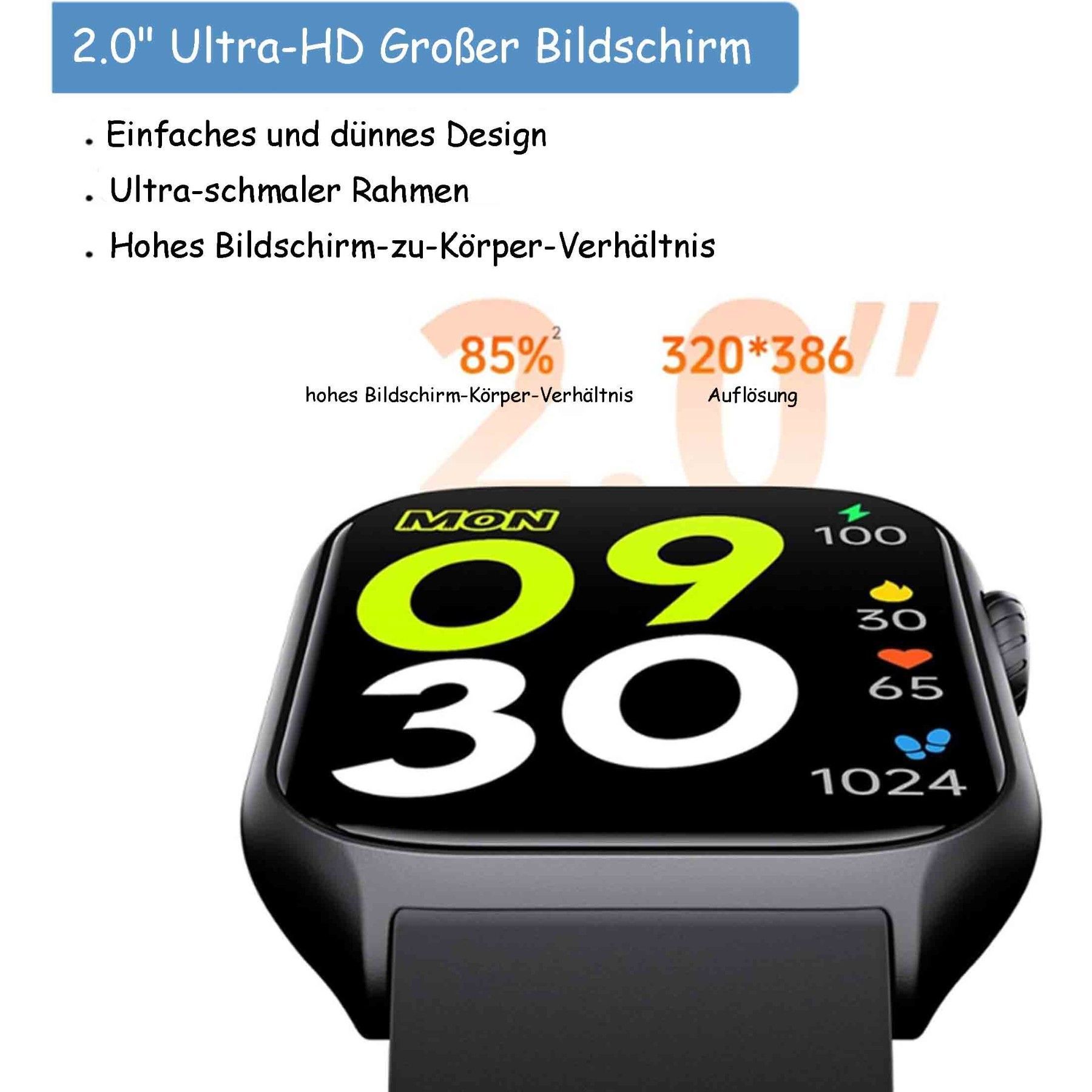 Smartwatch, whatch, Herzfrequenz, Sauerstoffüberwachung, P67 wasserdicht || Smartwatch, whatch, heart rate, oxygen monitoring, P67 waterproof
