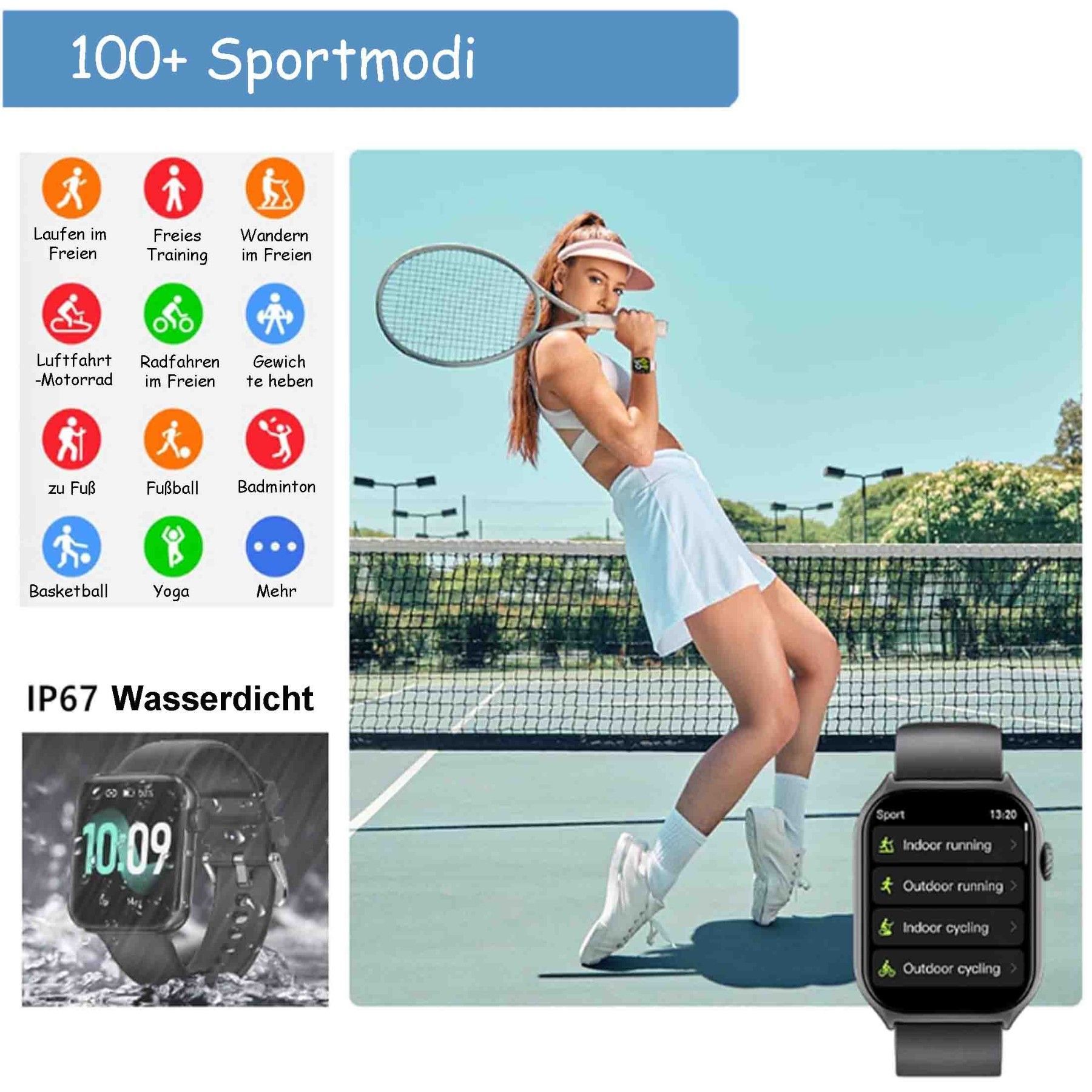 Smartwatch, whatch, Herzfrequenz, Sauerstoffüberwachung, P67 wasserdicht || Smartwatch, whatch, heart rate, oxygen monitoring, P67 waterproof
