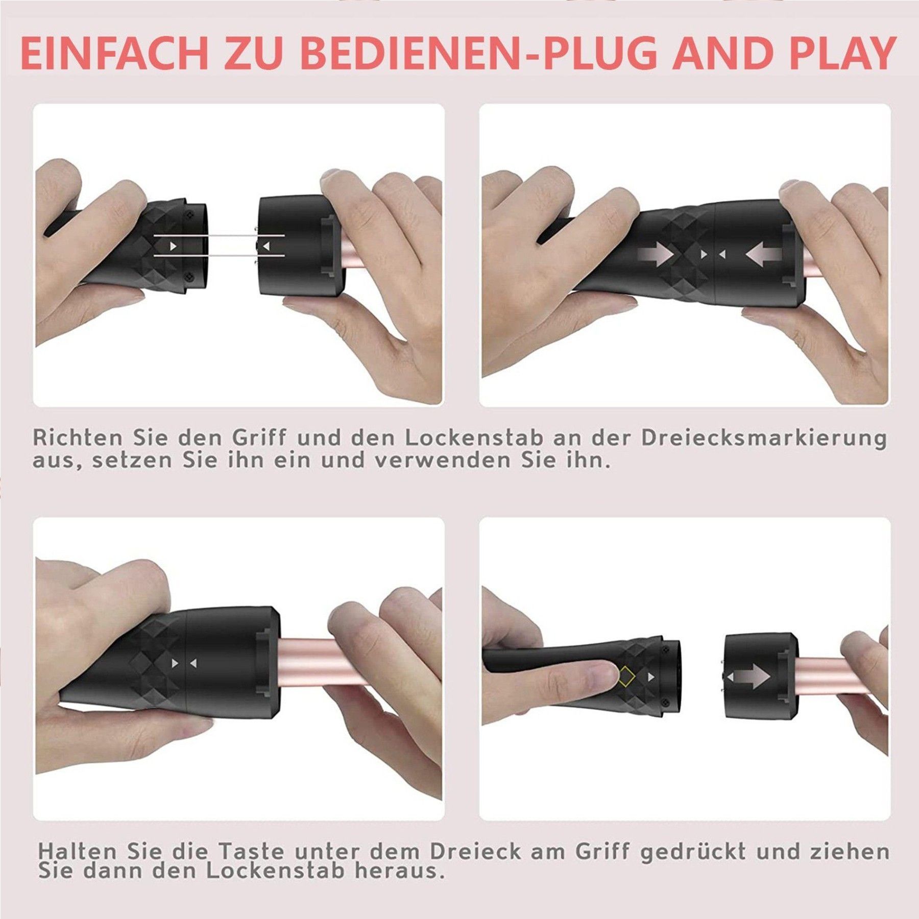 TEKOO Lockenstab-Set, Keramik, 6 Größen (10-32mm), Schnellheizung, Für Alle Haartypen || TEKOO Curling Iron Set, Ceramic, 6 Sizes (10-32mm), Fast Heating, For All Hair Types