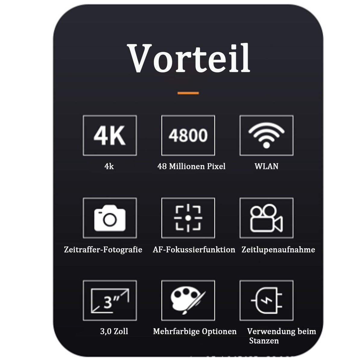 TEKOO 4K Digitalkamera, 48MP Foto, 16x Zoom, Nachtsicht, 3" IPS || TEKOO 4K Digital Camera, 48MP Photo, 16x Zoom, Night Vision, 3" IPS