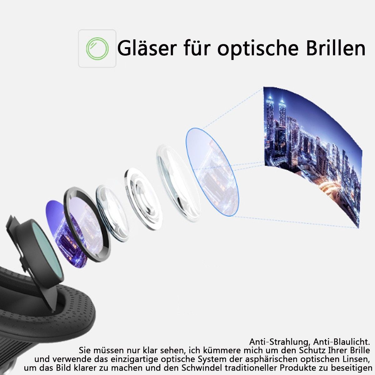 TEKOO VR-Brille, 3D-Kino, HD-Optik, Universal, Augen-Schutz, Geschenk-Idee || TEKOO VR Glasses, 3D Cinema, HD Optics, Universal, Eye Protection, Gift Idea