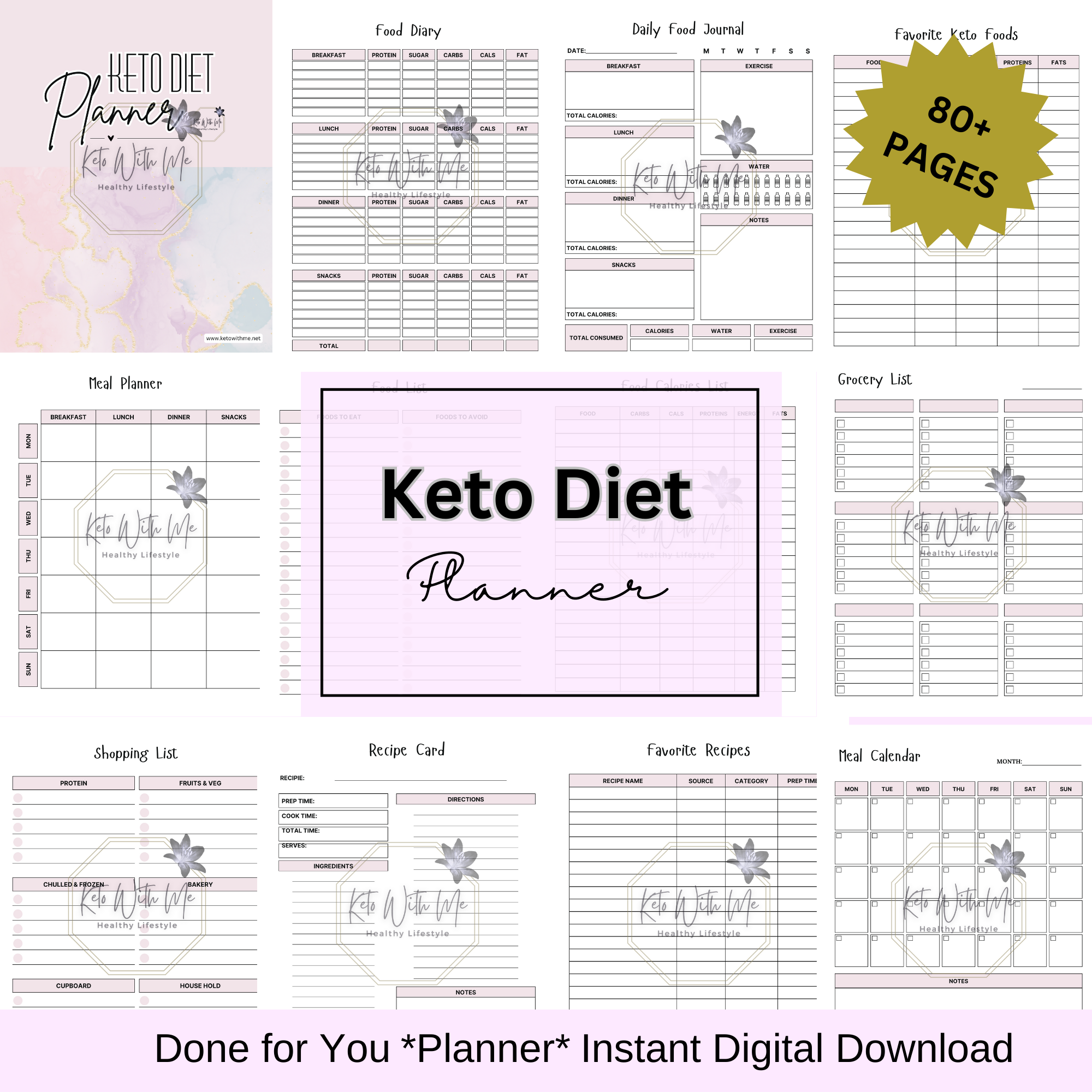 Printable Keto Tracker | Low Carb Meal Planner | Weight Loss & Macros Journal | Digital Download | Keto Diet Planner PDF