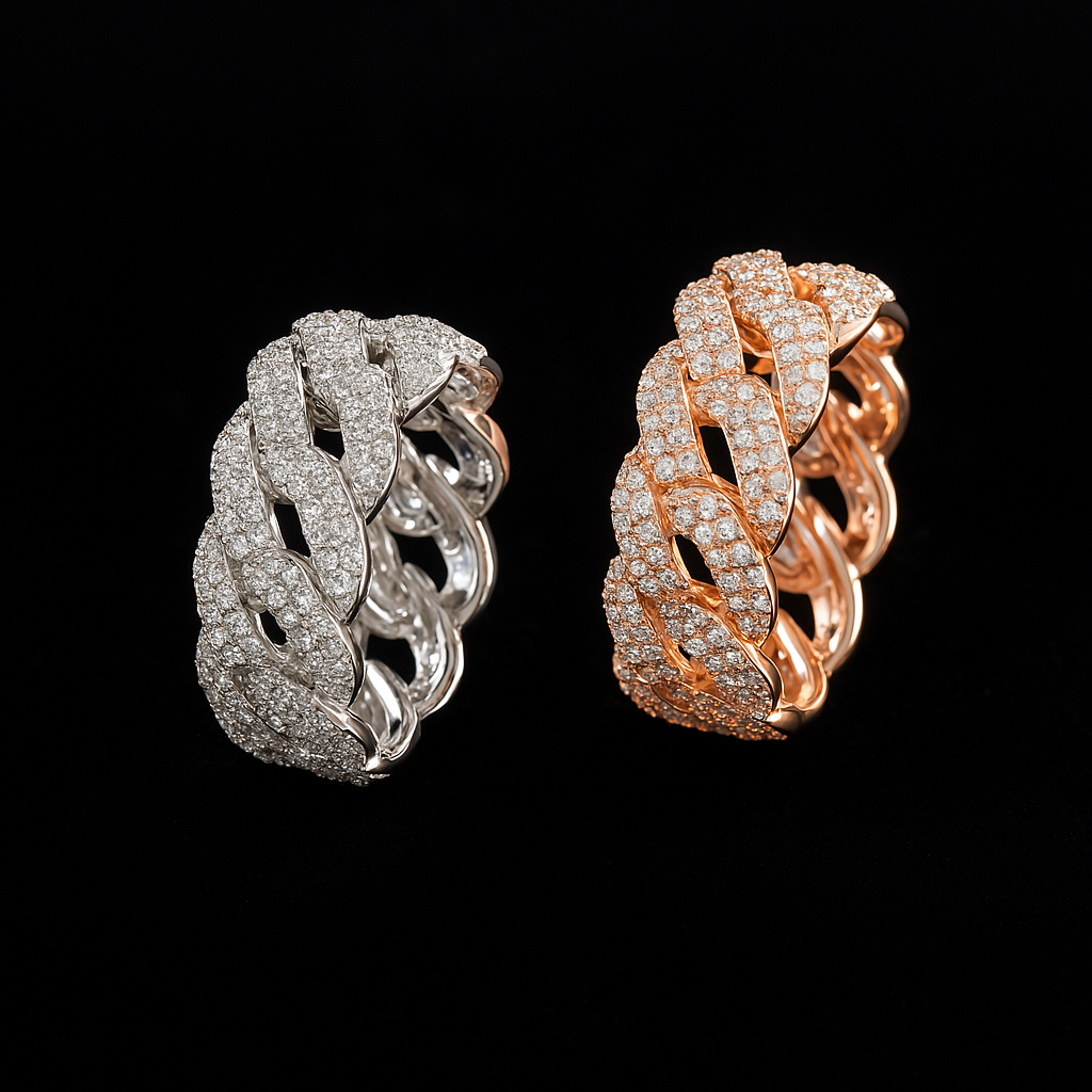 VVS1 D Moissanite Cuban Link Ring