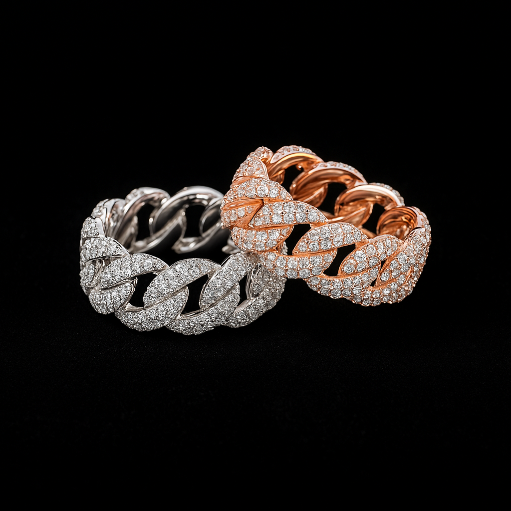 VVS1 D Moissanite Cuban Link Ring
