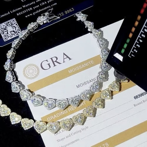 VVS1 D Moissanite Eternity Heart Bracelet 