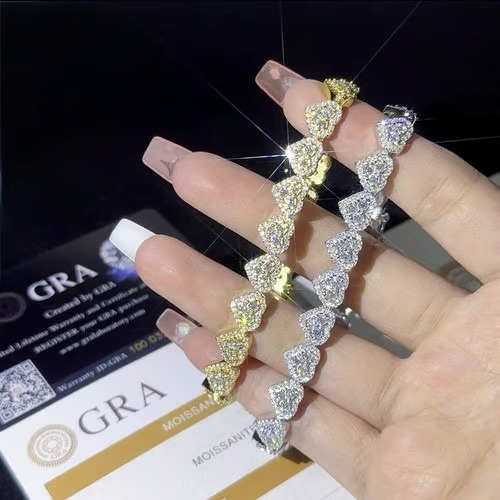 VVS1 D Moissanite Eternity Heart Bracelet 