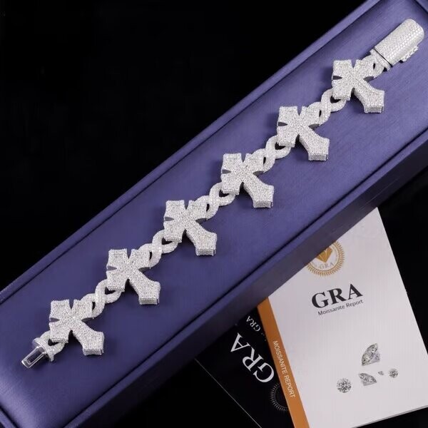 Gothic Infinity Cross Bracelet VVS1 D Moissanite