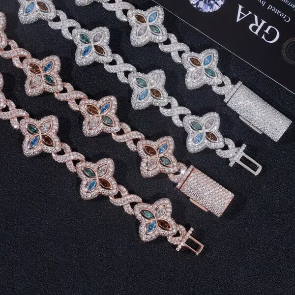 15MM Flower Marquise Cut Infinity Bracelet VVS1 D Moissanite