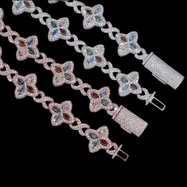 15MM Flower Marquise Cut Infinity Bracelet VVS1 D Moissanite