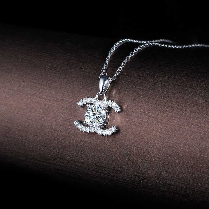 Elegant Necklace & Earrings Set .925 Sterling Silver VVS1 D Color Moissanite 