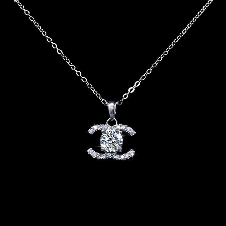 Elegant Necklace & Earrings Set .925 Sterling Silver VVS1 D Color Moissanite 