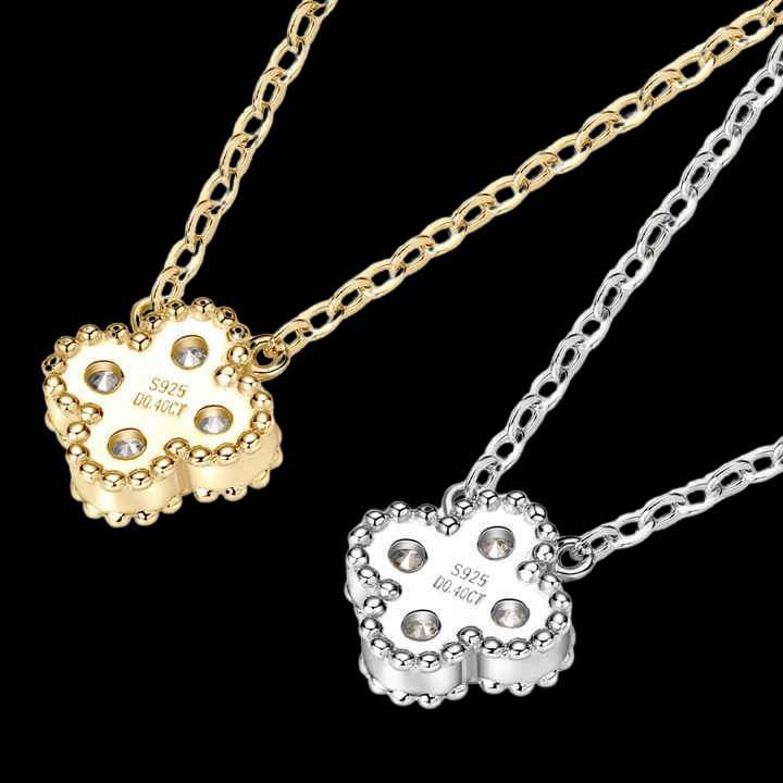 Four-Leaf Clover Moissanite Pendant Necklace .925 Sterling Silver VVS1 D Color 3mm Stones (0.40 CTW)