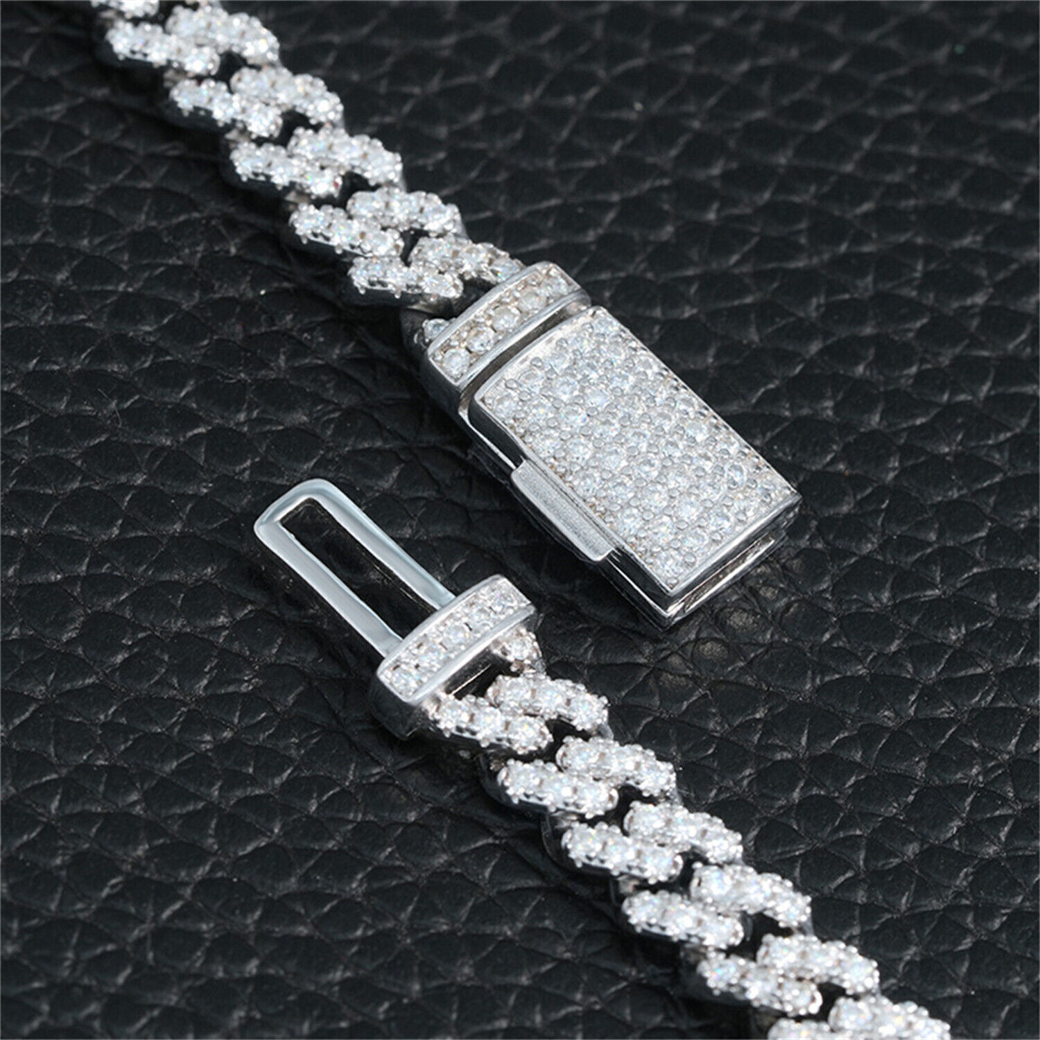6mm VVS1 D Moissanite Cuban Link Bracelet .925 Sterling Silver