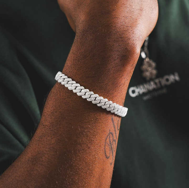 6mm VVS1 D Moissanite Cuban Link Bracelet .925 Sterling Silver