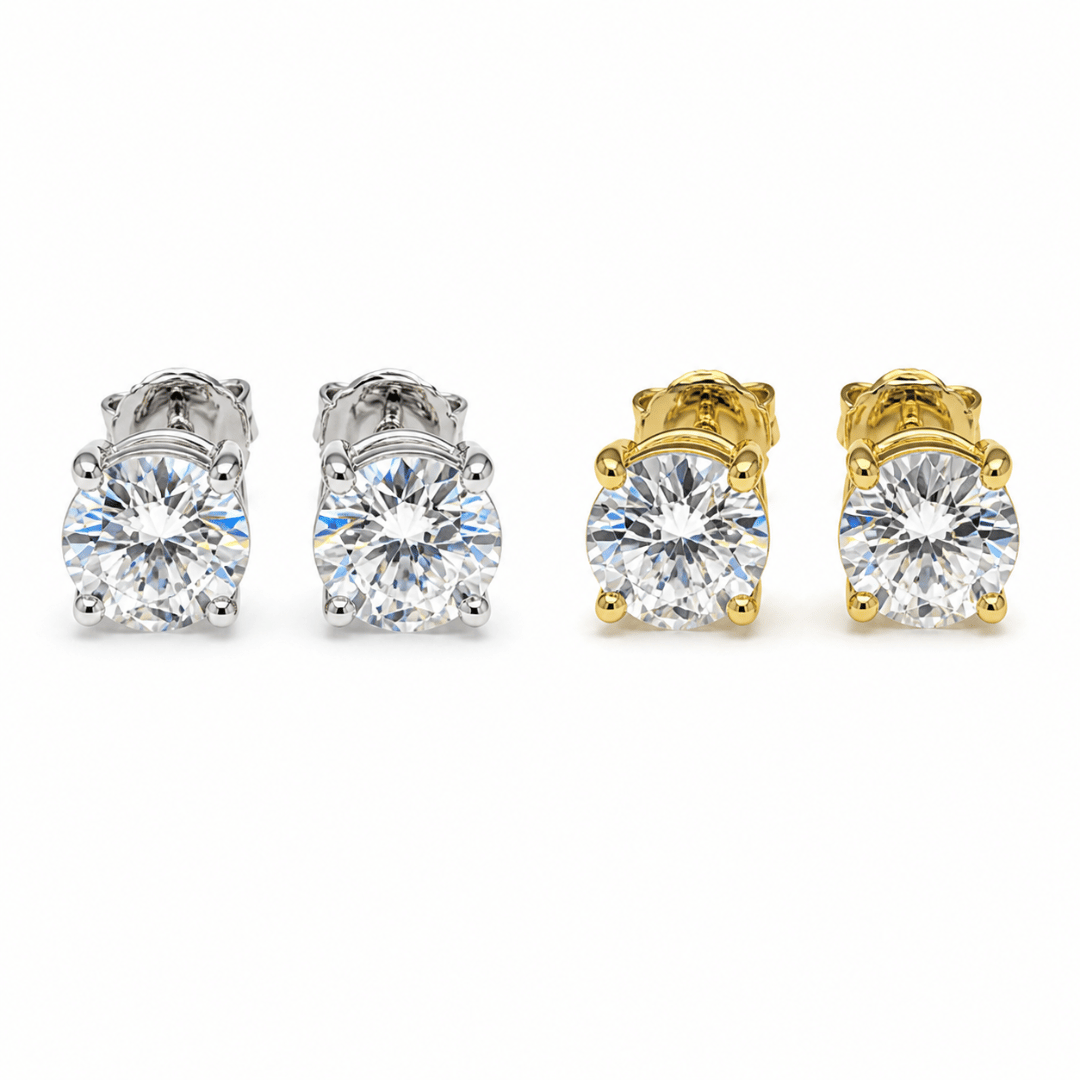 1CT Each Screwback Stud Earrings .925 Sterling Silver VVS1 D Moissanite