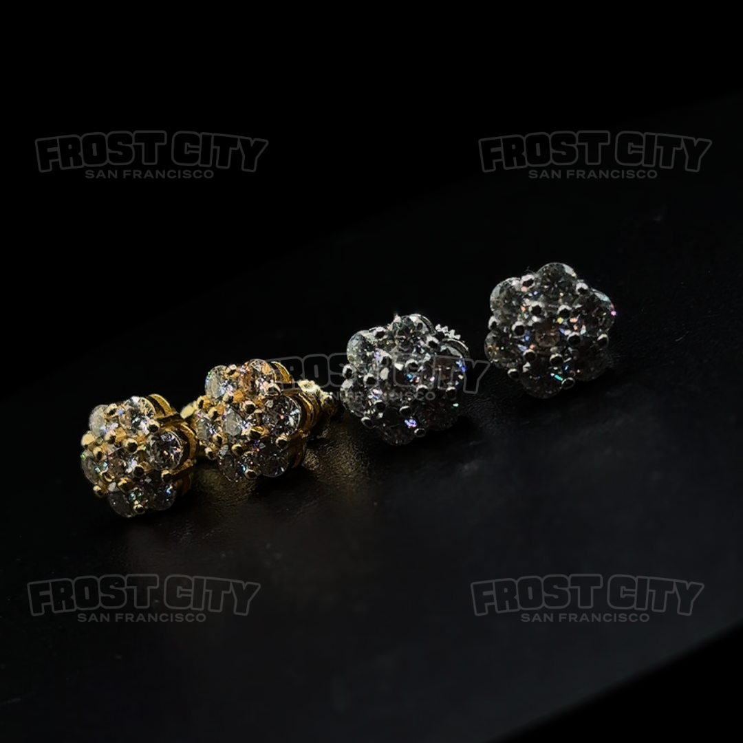 VVS1 Moissanite Cluster Earrings .925 Sterling Silver