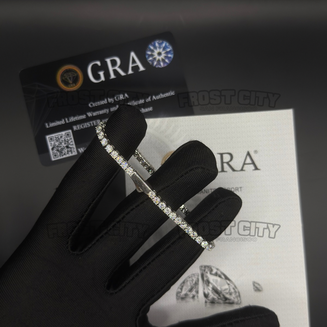3MM Tennis Bracelet Moissanite D Color VVS1 .925 Sterling Silver 