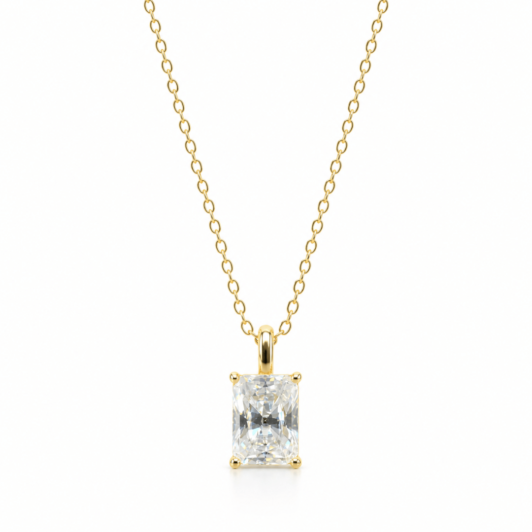 Radiant Cut 7x5mm 1CT Solitaire Necklace .925 Sterling Silver VVS1 D Moissanite