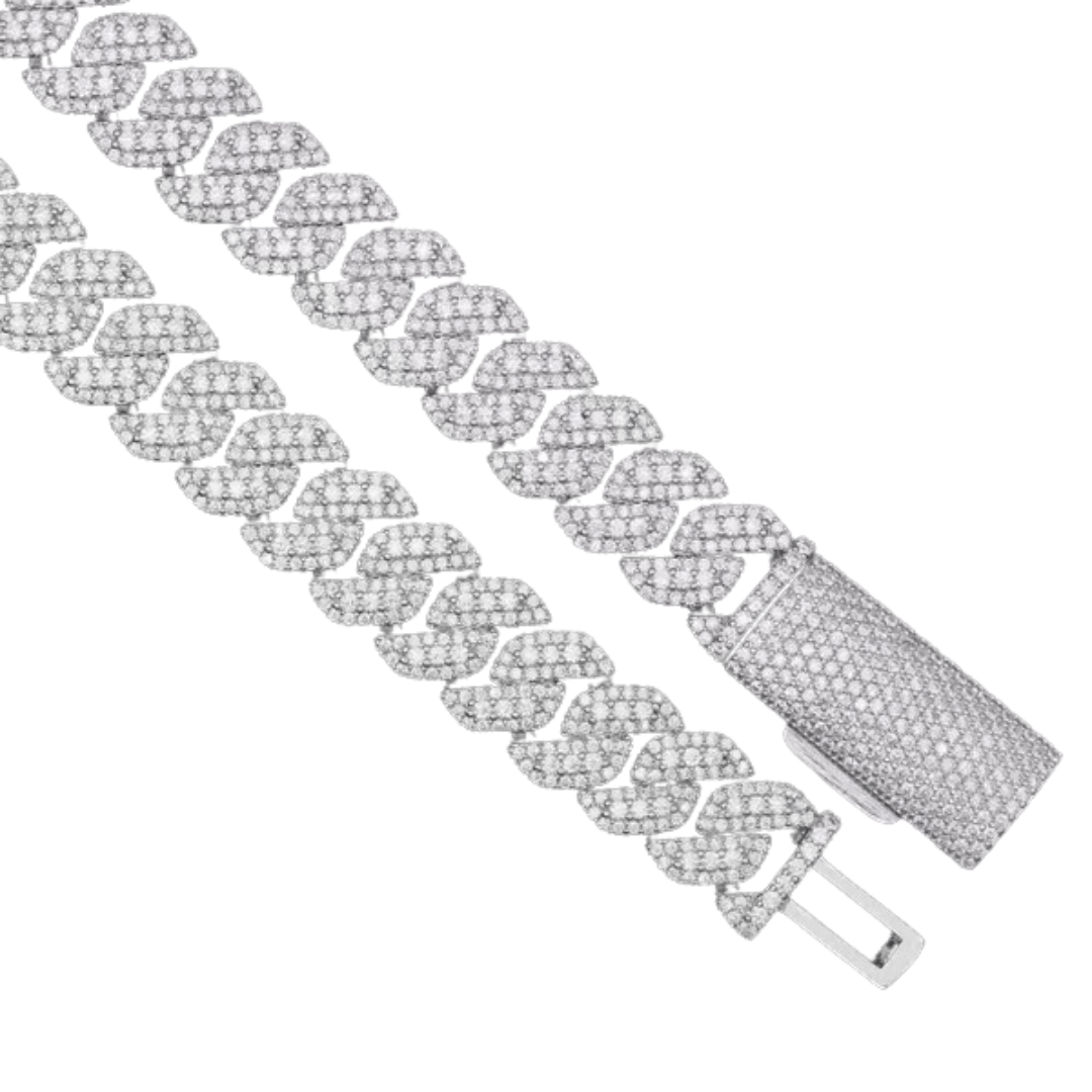 10mm Custom 3D 3 Row Cuban Chain VVS1 D Moissanite Solid .925 Sterling Silver 
