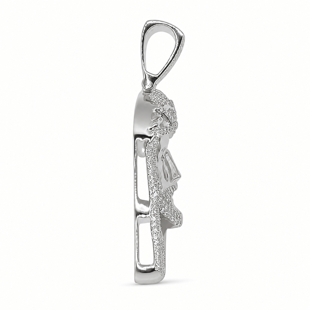 Jesus Piece Pendant .925 Sterling Silver VVS1 D Moissanite  