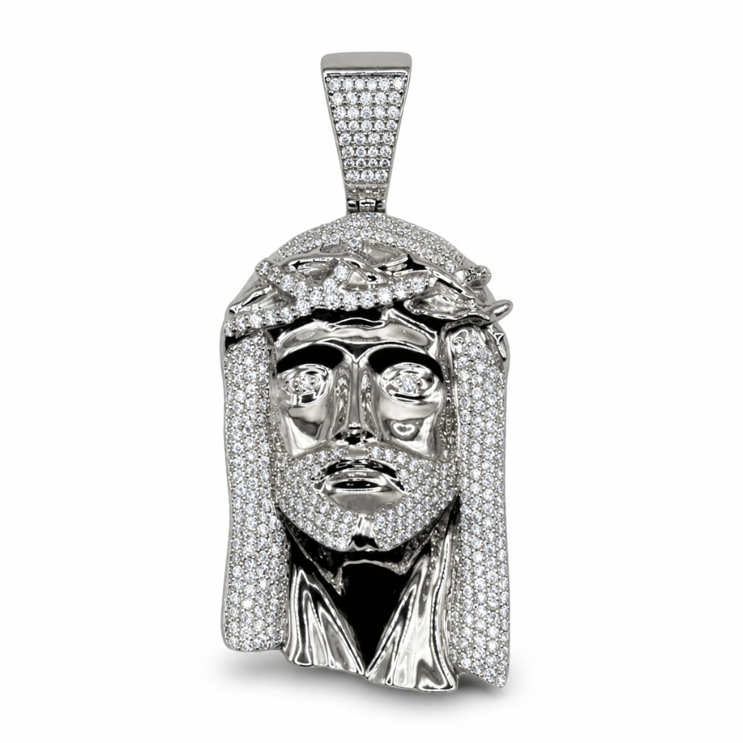 Jesus Piece Pendant .925 Sterling Silver VVS1 D Moissanite  