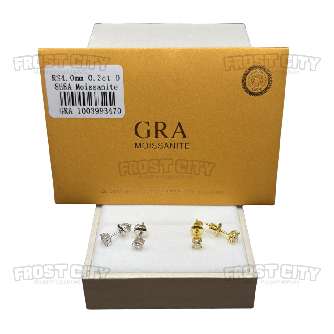 4mm 0.30CT Screwback Stud Earrings .925 Sterling Silver VVS1 D Color Moissanite