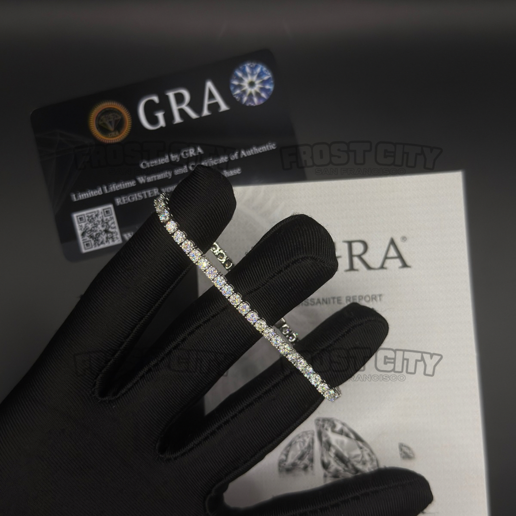3MM Tennis Bracelet Moissanite D Color VVS1 .925 Sterling Silver 