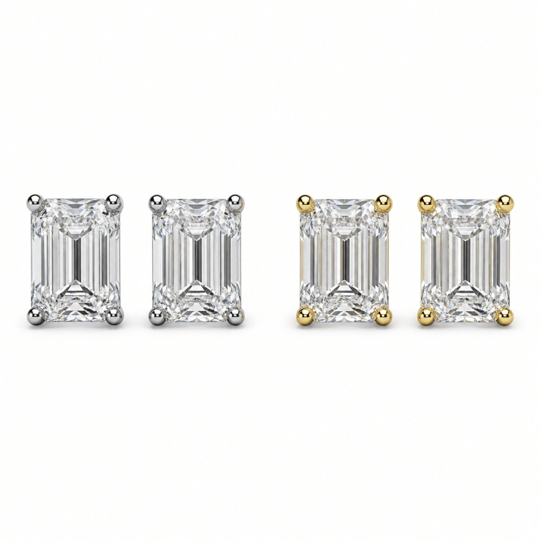 Emerald Cut 5x7mm 1CT Pushback Earrings .925 Sterling Silver VVS1 D Moissanite