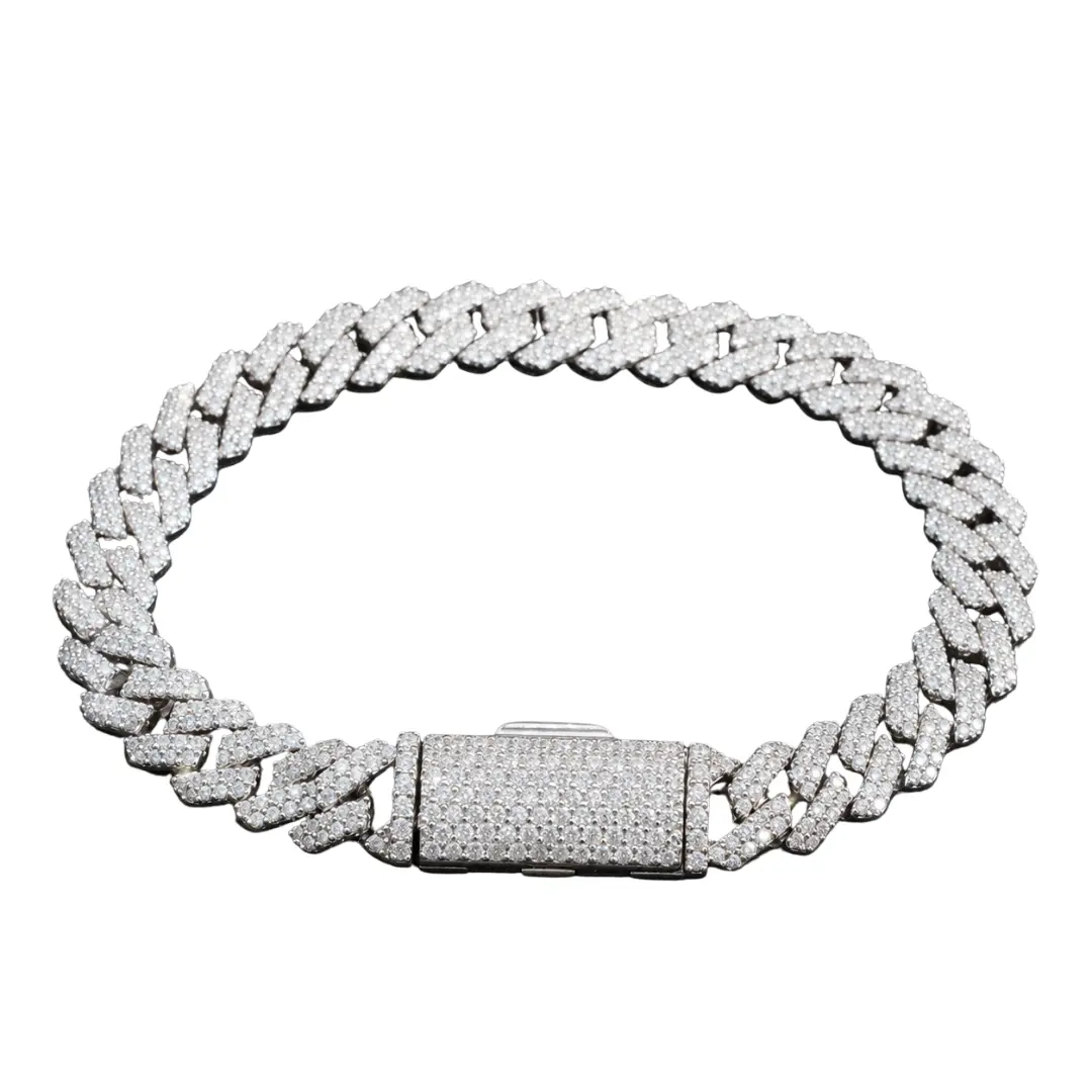 8MM Iced Cuban Link Bracelet VVS1 D Moissanite Solid .925 Sterling Silver