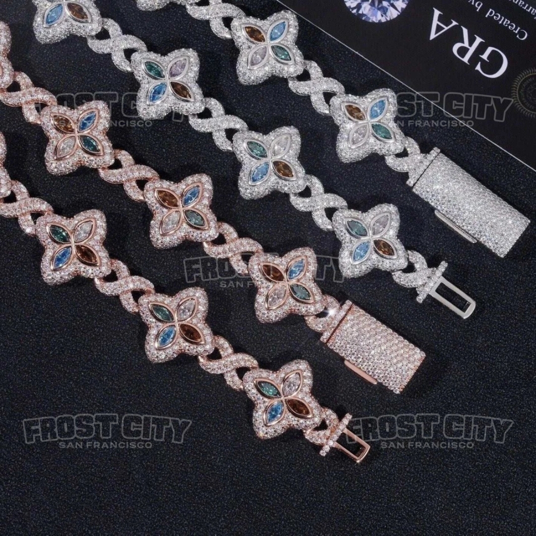 15MM Flower Marquise Cut Infinity Bracelet VVS1 D Moissanite