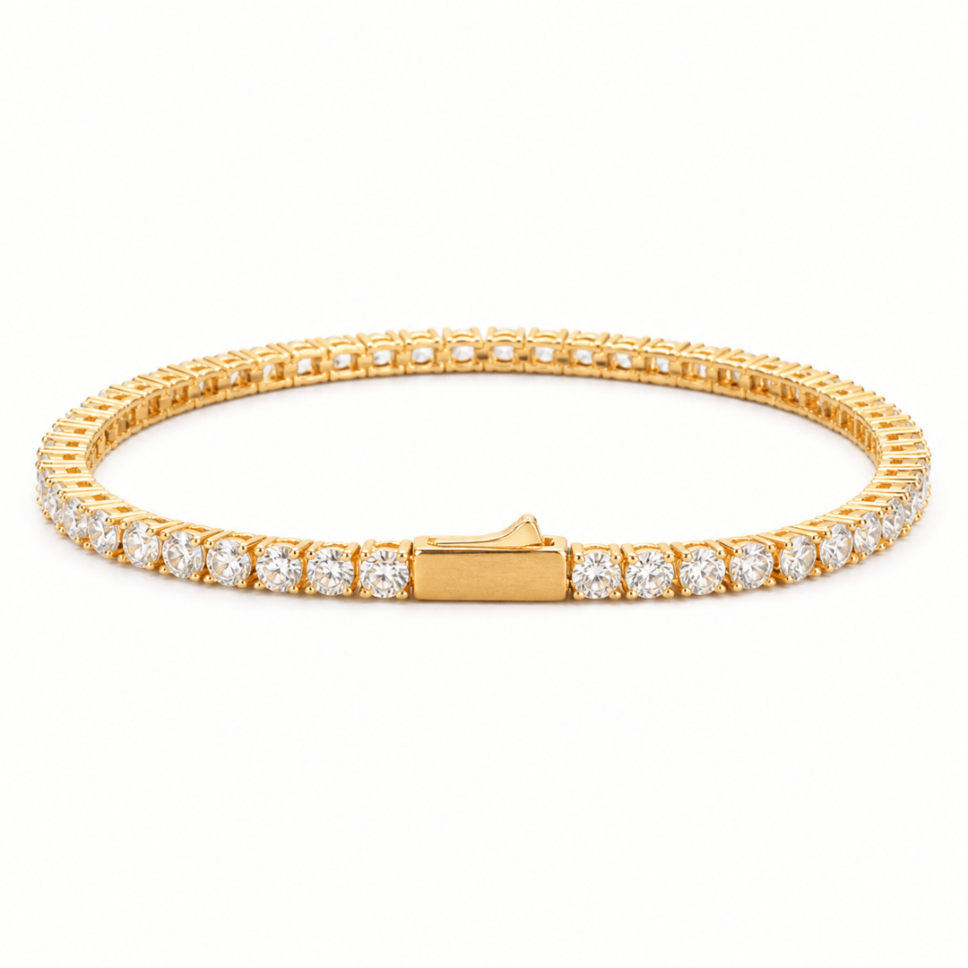 Tennis Bracelet 3mm with Spring Lock Moissanite D Color VVS1 .925 Sterling Silver