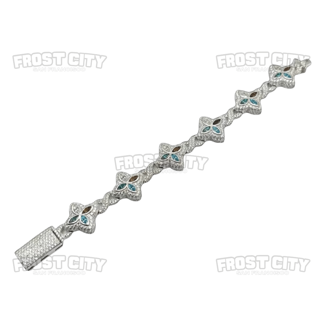 Flower Marquise Cut Infinity Bracelet VVS1 D Moissanite .925 Sterling Silver
