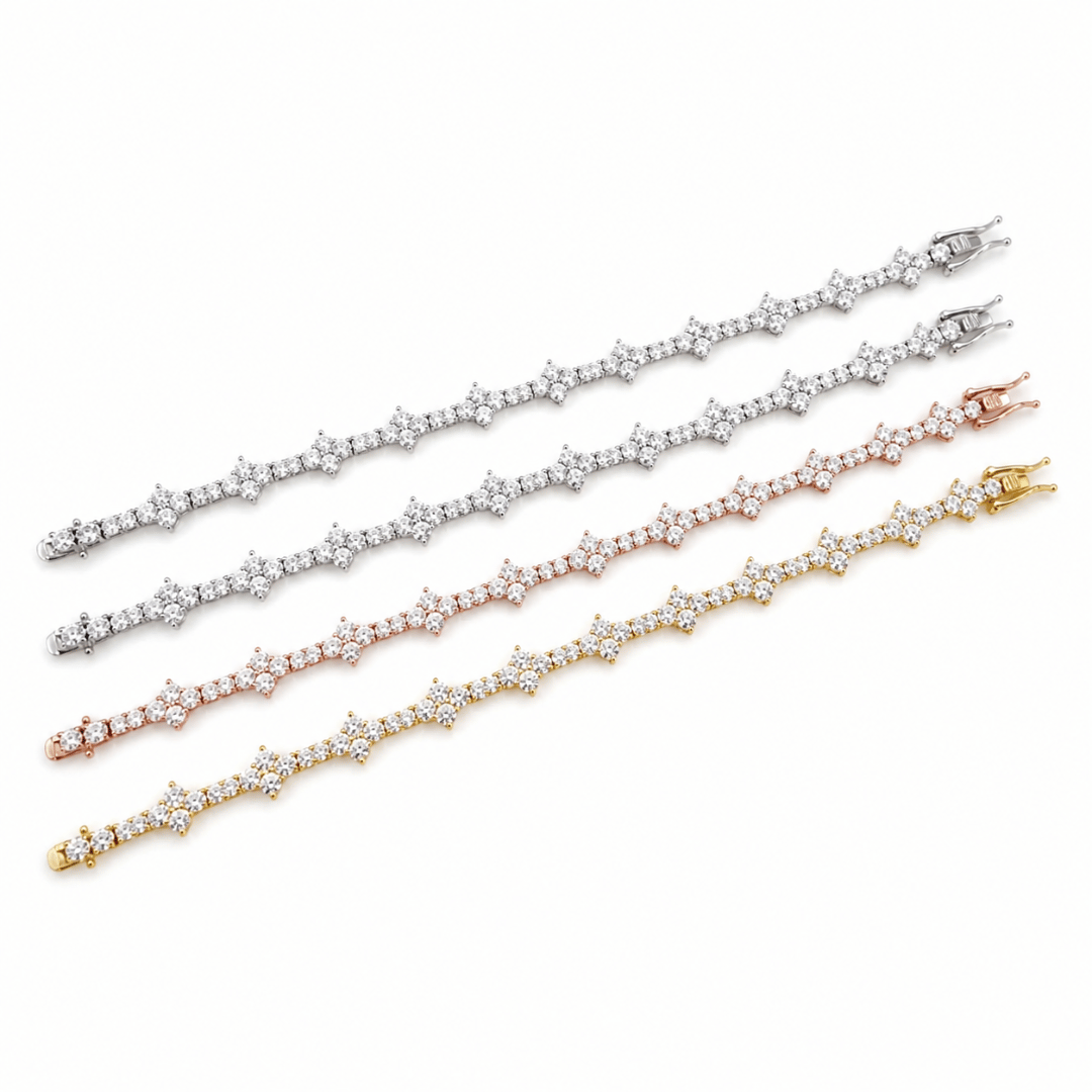 Spike Tennis Bracelet 6.5MM VVS1 D Color Moissanite Brilliance .925 Sterling Silver